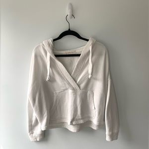 Ocean Drive White Cropped Hoodie | Beachy | Drawstring | Lightweight